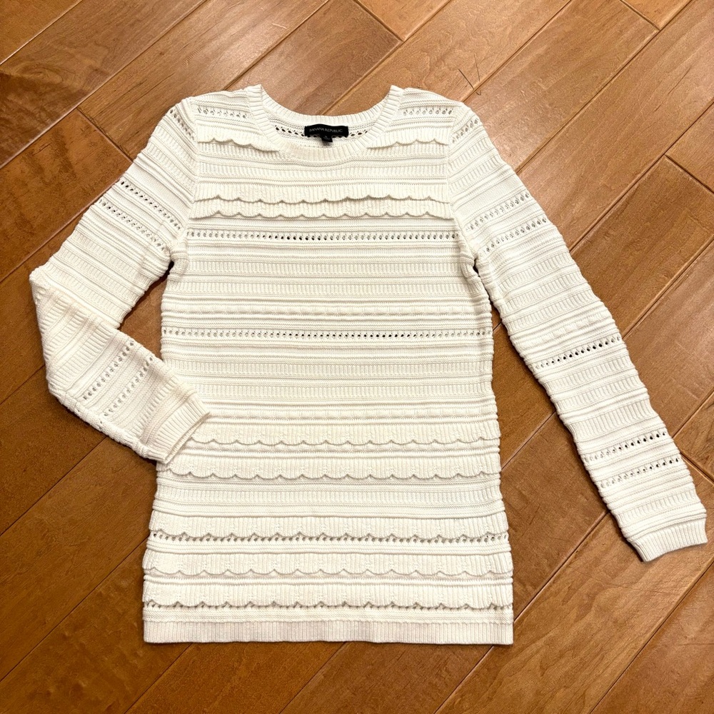 Banana Republic Women’s White Knit Crewneck Sweater Tunic Size Small